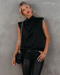 Prestige Satin Cowl Neck Blouse - Black Ins Street