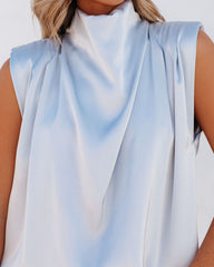 Prestige Satin Cowl Neck Blouse - Blue Ins Street