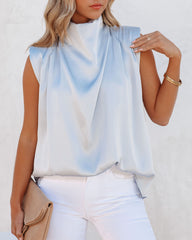 Prestige Satin Cowl Neck Blouse - Blue Ins Street