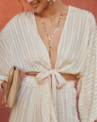 Rosales Striped Tie Front Crop Blouse Ins Street