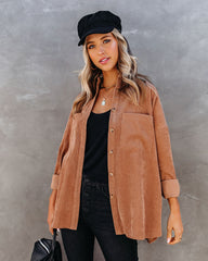 Reilly Corduroy Button Down Pocket Top - Camel Ins Street
