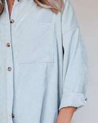 Reilly Corduroy Button Down Pocket Top - Light Sage Ins Street