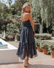 Remarkable Metallic Detailed Halter Midi Dress - Navy - FINAL SALE Ins Street