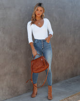 Revival V-Neck Ribbed Bodysuit - White Ins Street