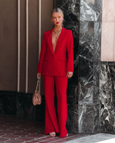 Runway Pocketed Belted Flare Trousers - Red Ins Street