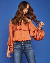 Sevyn Balloon Sleeve Off The Shoulder Blouse - Burnt Orange Ins Street