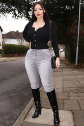 Serving Curves High Rise Skinny Jeans - Grey Ins Street