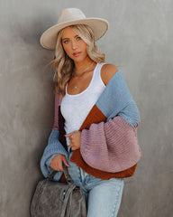 Spiced Pumpkin Colorblock Knit Cardigan - Blue Multi - FINAL SALE Ins Street