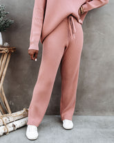 Storey Ribbed Knit Pants - Dusty Rose Ins Street