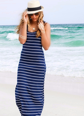 Dancing On Air Striped Knit Midi Dress FLAW-001