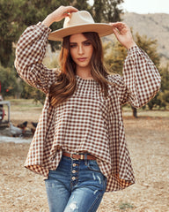 Tensey Checkered Babydoll Blouse - FINAL SALE FATE-001