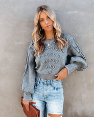 Upstage Cropped Balloon Sleeve Pom Sweater SKYL-002