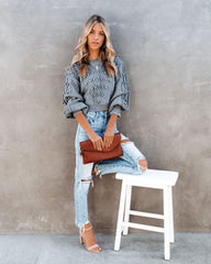 Upstage Cropped Balloon Sleeve Pom Sweater SKYL-002