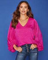 Vada Balloon Sleeve Blouse - Fuchsia - FINAL SALE TYCH-001