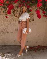 Mara Vintage Wash Denim Joggers - Powder Brick Ins Street