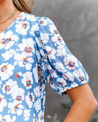 Vidhi Smocked Floral Blouse - Light Blue Ins Street