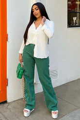What A Stand Out Wide Leg Jeans - Green Ins Street