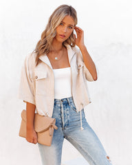Willy Linen Blend Zip Up Jacket - Oatmeal Ins Street