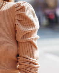 Zana Ribbed Puff Sleeve Knit Sweater - Camel Ins Street
