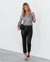 Freedom Faux Leather Slit Front Pants - Black Ins Street