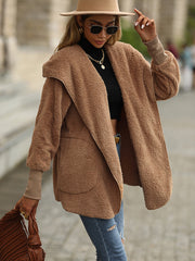 Open Front Teddy Hooded Jacket Ins Street