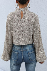 Leopard Print Mock Neck Crop Top Ins Street