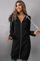 Leopard Spliced Drawstring Zip Up Hoodie Dress Ins Street
