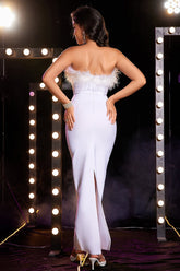 Diaz Feather Tassel Maxi Bandage Dress �White Ins Street