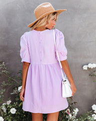 Amber Cotton Pocketed Puff Sleeve Dress - Lavender &MER-001