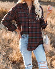 Anchorage Plaid Button Down Top - Chocolate - FINAL SALE LA M-001