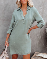 Artessa Paint Splatter Pocketed Tencel Shirt Dress InsStreet