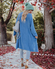 At The Lodge Pocketed Soft Knit Cardigan - Blue - FINAL SALE InsStreet