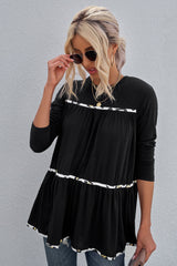 Leopard Print Stripe Babydoll Top Ins Street