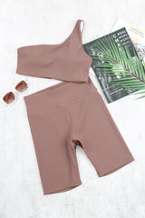 One-shoulder Sports Bra and Biker Shorts Set Ins Street