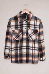 Plaid Button Front Shirt Jacket with Breast Pockets Ins Street