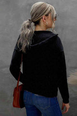 Lace Drawstrings Button-down Knitted Hoodie Ins Street