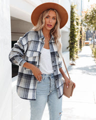 Balboa Plaid Wool Blend Shacket - Navy InsStreet