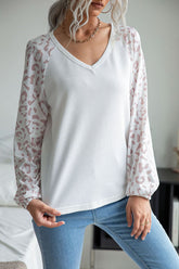 Leopard Baseball Sleeve Waffle Knit Tee Ins Street