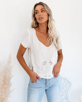 Beatrix Embroidered Mesh Eyelet Top InsStreet