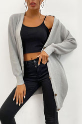 Drop Shoulder Button Down Longline Cardigan Ins Street