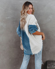 Birch Cotton Corduroy Colorblock Shacket - Blue InsStreet