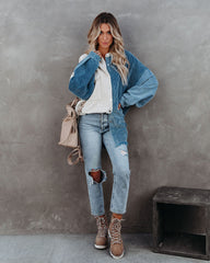 Birch Cotton Corduroy Colorblock Shacket - Blue InsStreet