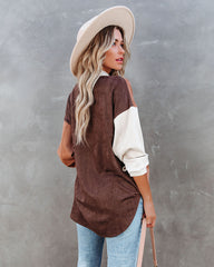 Blithe Faux Suede Colorblock Button Down Top - FINAL SALE InsStreet
