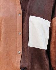 Blithe Faux Suede Colorblock Button Down Top - FINAL SALE InsStreet