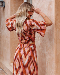 Bowan Printed Tie Front Crop Top InsStreet