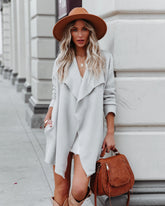 Branson Pocketed Drape Knit Cardigan - Silver Insstreet