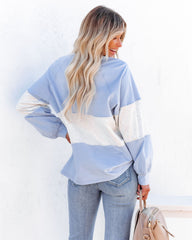 Brannon Cotton Colorblock Henley Top - Baby Blue Combo Insstreet