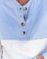 Brannon Cotton Colorblock Henley Top - Baby Blue Combo Insstreet