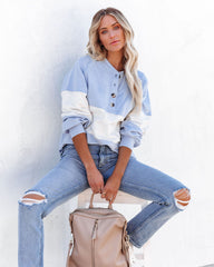 Brannon Cotton Colorblock Henley Top - Baby Blue Combo Insstreet