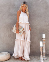 Brave Soul Pocketed Halter Maxi Dress - Champagne Insstreet